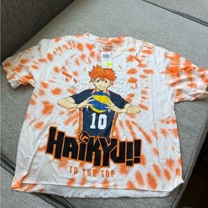 Hot Topic Orange and White Haikyuu Tee